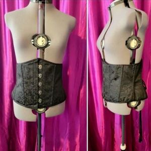 Plus size gothic skull steel busk closure underbust corset / waist cincher!